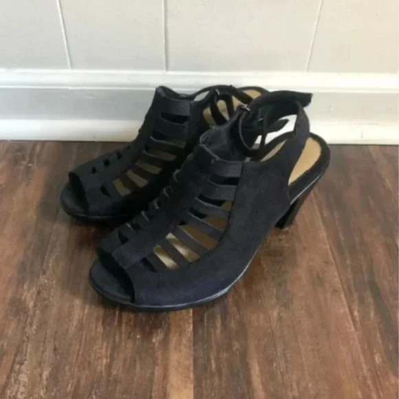 Croft & Barrow Heels | Black Heels | Black Open Toe Heels | Strappy Heels - Picture 1 of 8